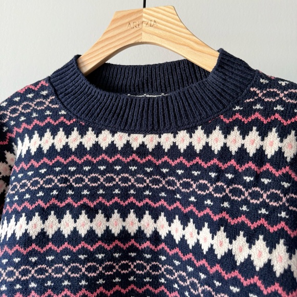 Sunday Best Fair Isle Knit Sweater Navy Pink Ivory XS - Picture 4 of 8